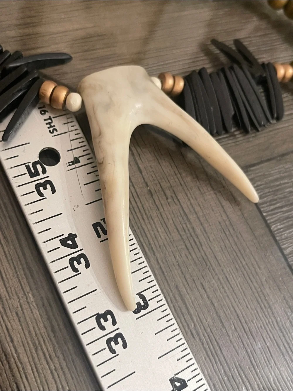 byou Bohemian Wooden Beaded Necklace with Faux Antlers